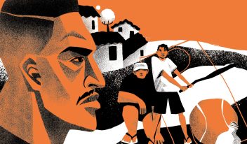 Ilustração de Mano Brown, de autoria de Thiago Limón, responsável pelo projeto gráfico do livro "Negros Gigantes"